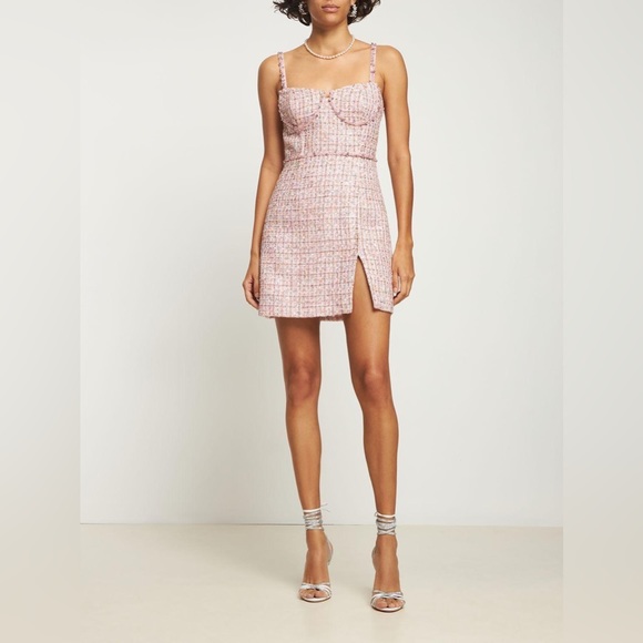 NWT Self Portrait Diamonte’ detail boucle mini dress sz 6 - Picture 3 of 16